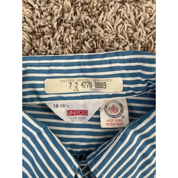 Vintage Asian Man Records Unitog USA Made XL Uniform Striped Button Up Shirt VTG - Picture 4 of 6